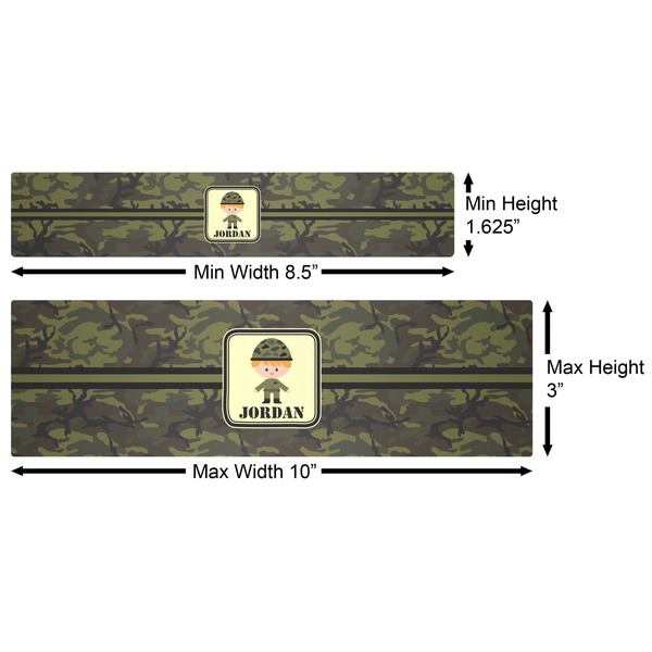 Green Camo Water Bottle Labels w/ Dimensions