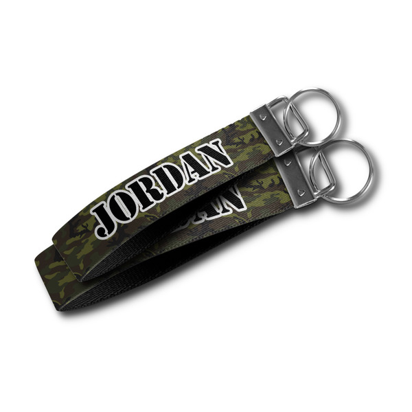 Green Camo Webbing Keychain FOBs - Size Comparison