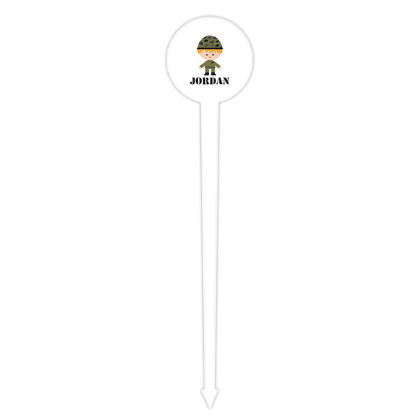 Green Camo White Plastic 4" Food Pick - Round - Single Pick