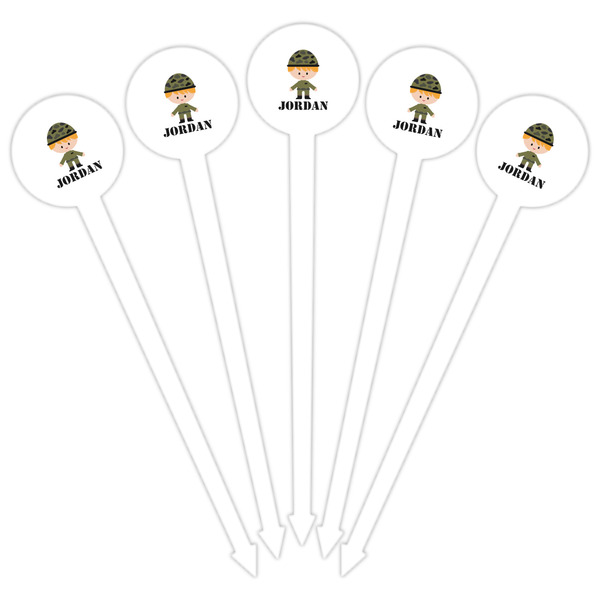 Green Camo White Plastic 6" Food Pick - Round - Fan View