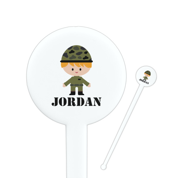 Custom Green Camo Round Plastic Stir Sticks (Personalized)
