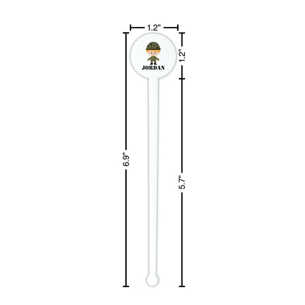 Green Camo White Plastic 7" Stir Stick - Round - Dimensions
