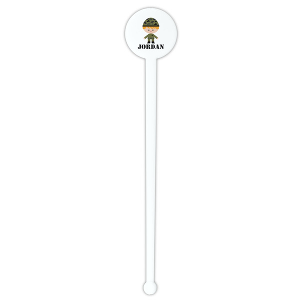 Green Camo White Plastic 7" Stir Stick - Round - Single Stick