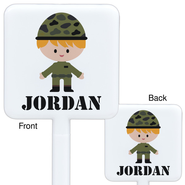 Green Camo White Plastic Stir Stick - Double Sided - Approval