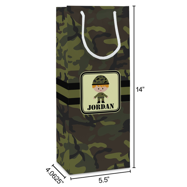 Green Camo Wine Gift Bag - Dimensions