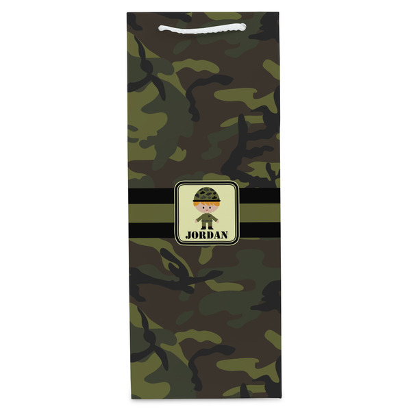 Green Camo Wine Gift Bag - Gloss - Front