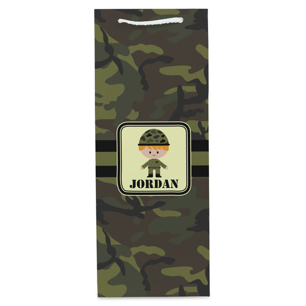 Green Camo Wine Gift Bag - Matte - Front