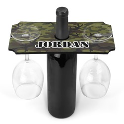 Green Camo Wine Bottle & Glass Holder (Personalized)
