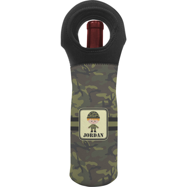 Custom Green Camo Wine Tote Bag (Personalized)