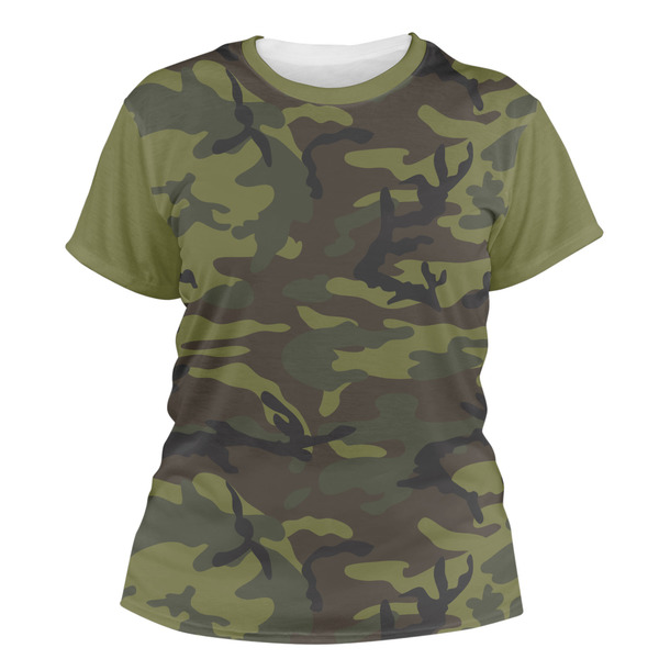 Custom Green Camo Women's Crew T-Shirt - Small