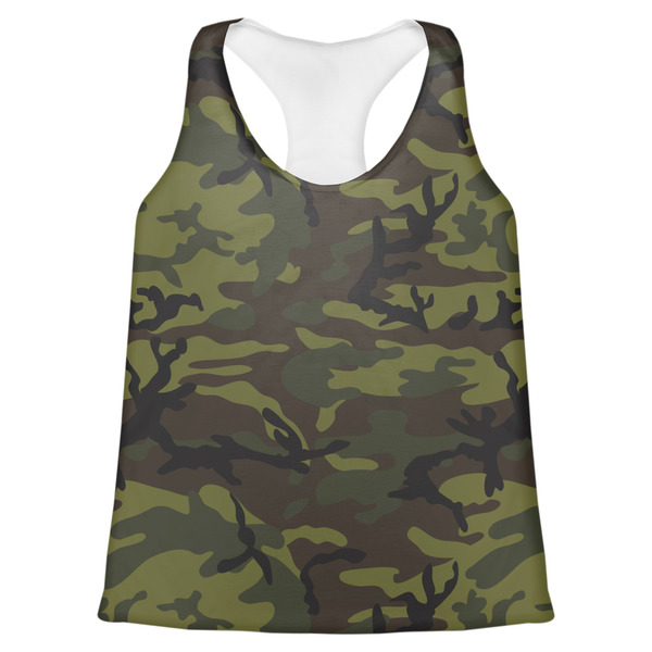 Custom Green Camo Womens Racerback Tank Top - Large