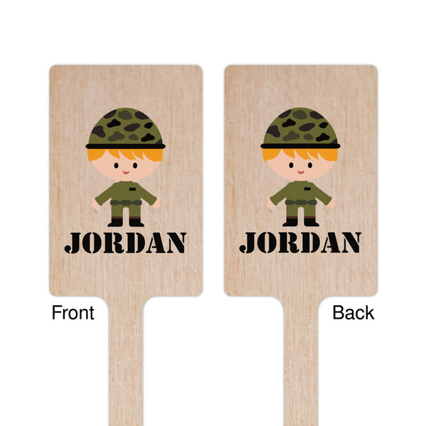 Green Camo Wooden 6.25" Stir Stick - Rectangular - Double Sided - Front & Back