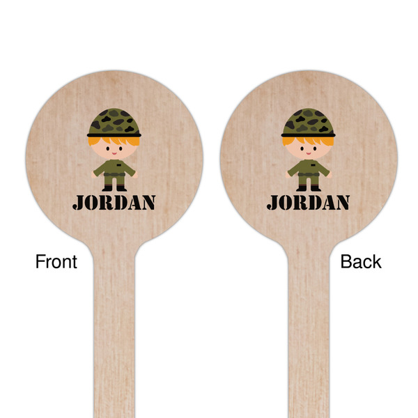 Green Camo Wooden 7.5" Stir Stick - Round - Double Sided - Front & Back