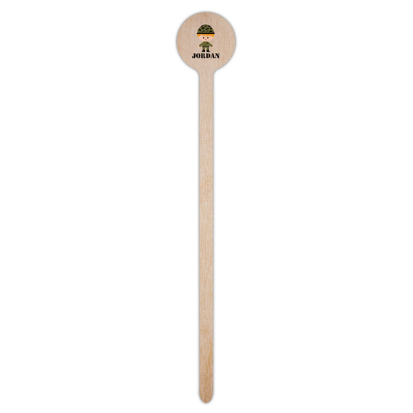 Green Camo Wooden 7.5" Stir Stick - Round - Single Stick