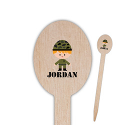 Green Camo Oval Wooden Food Picks - Double Sided (Personalized)