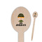 Green Camo Wooden Food Pick - Oval - Closeup