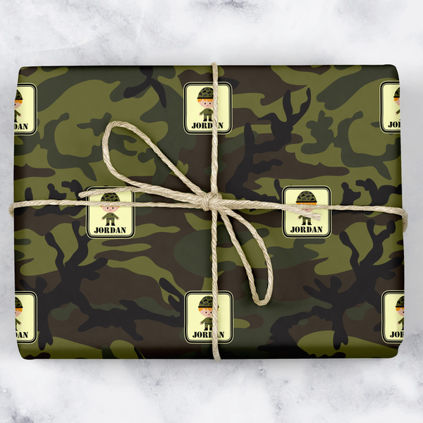 Custom Green Camo Wrapping Paper (Personalized)