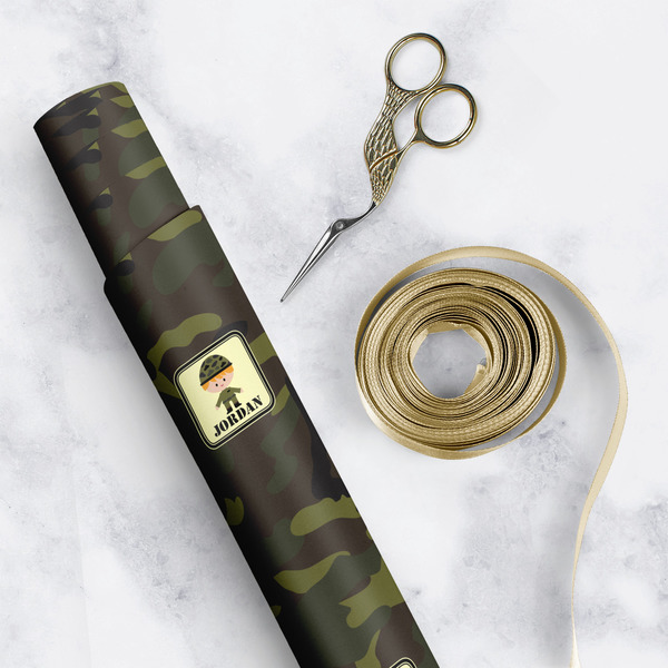 Green Camo Wrapping Paper Rolls - Lifestyle 1