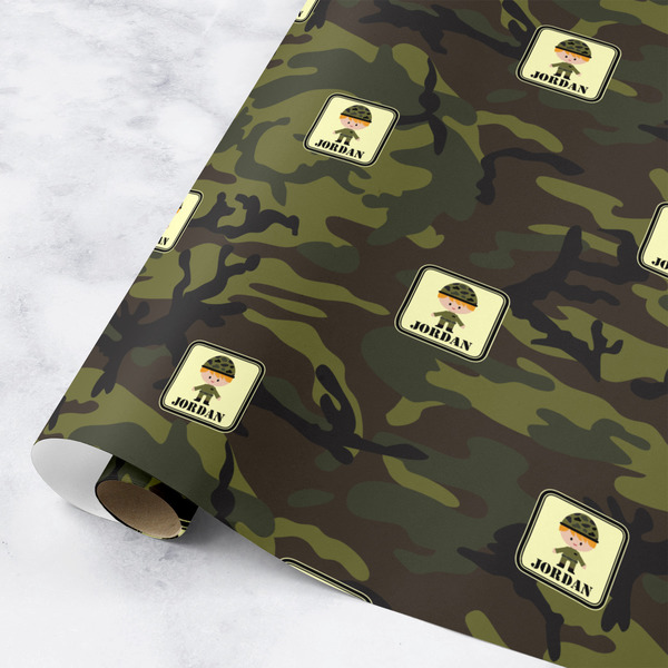 Custom Green Camo Wrapping Paper Roll - Small (Personalized)