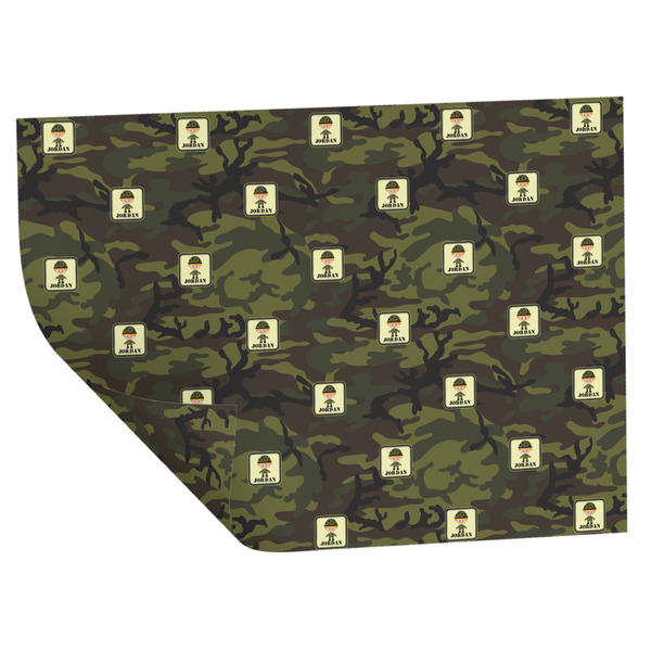 Green Camo Wrapping Paper Sheet - Double Sided - Folded