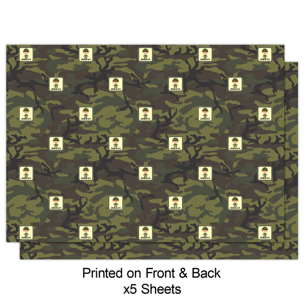 Green Camo Wrapping Paper Sheet - Double Sided - Front
