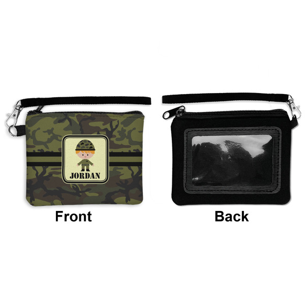 Green Camo Wristlet ID Cases - Front & Back