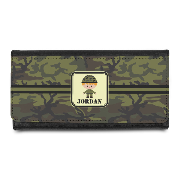 Custom Green Camo Leatherette Ladies Wallet (Personalized)