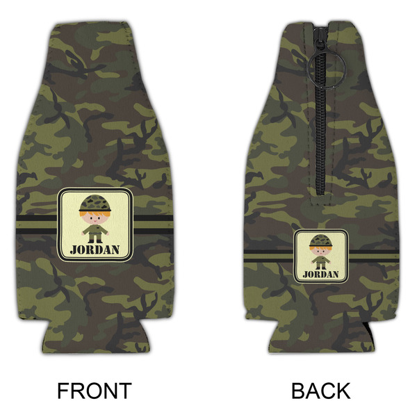 Green Camo Zipper Bottle Cooler - APPROVAL