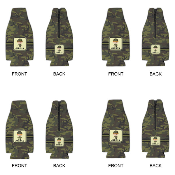 Green Camo Zipper Bottle Cooler - Set of 4 - APPROVAL