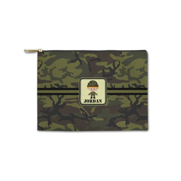 Custom Green Camo Zipper Pouch - Small - 8.5"x6" (Personalized)