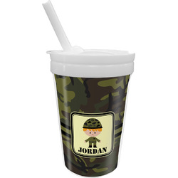 Green Camo Sippy Cup with Straw (Personalized)