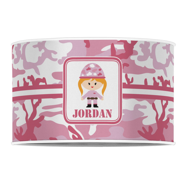 Pink Camo 12" Drum Lampshade - FRONT (Poly Film)