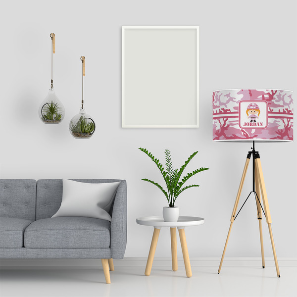 Pink Camo 12" Drum Lampshade - LIFESTYLE