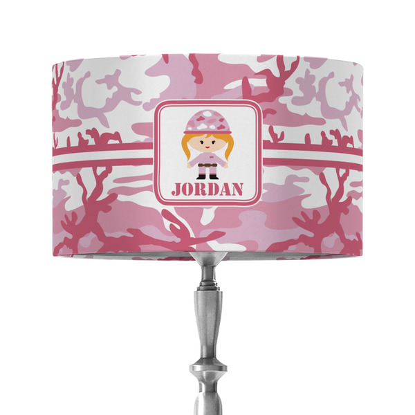 Custom Pink Camo 12" Drum Lamp Shade - Fabric (Personalized)