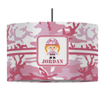 Pink Camo 12" Drum Pendant Lamp - Fabric (Personalized)