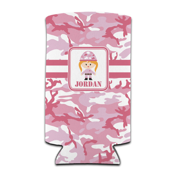 Custom Pink Camo Can Cooler (tall 12 oz) (Personalized)