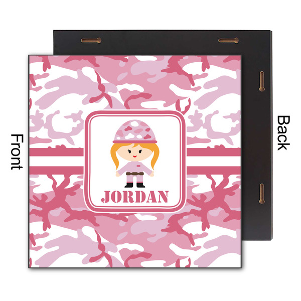 Pink Camo 12x12 Wood Print - Front & Back View