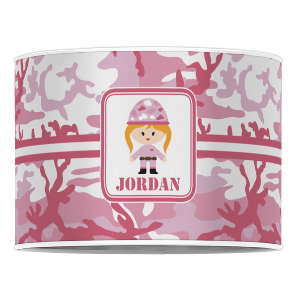 Pink Camo 16" Drum Lampshade - FRONT (Poly Film)