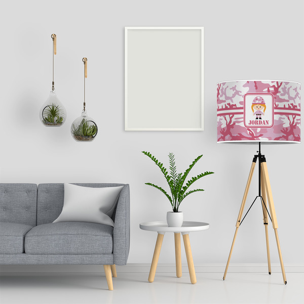 Pink Camo 16" Drum Lampshade - LIFESTYLE