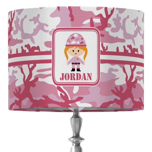 Custom Pink Camo 16" Drum Lamp Shade - Fabric (Personalized)