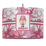 Pink Camo 16" Drum Pendant Lamp - Fabric (Personalized)