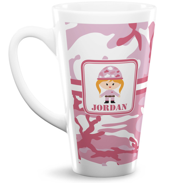 Custom Pink Camo 16 Oz Latte Mug (Personalized)