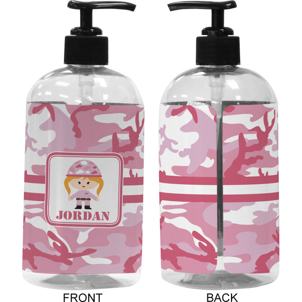 Pink Camo 16 oz Plastic Liquid Dispenser (Approval)