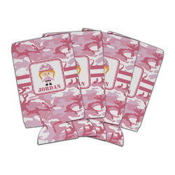 Pink Camo Can Cooler (16 oz) - Set of 4 (Personalized)