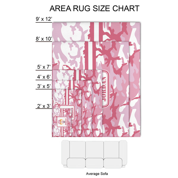 Pink Camo 2'x3' Indoor Area Rugs - Size Chart