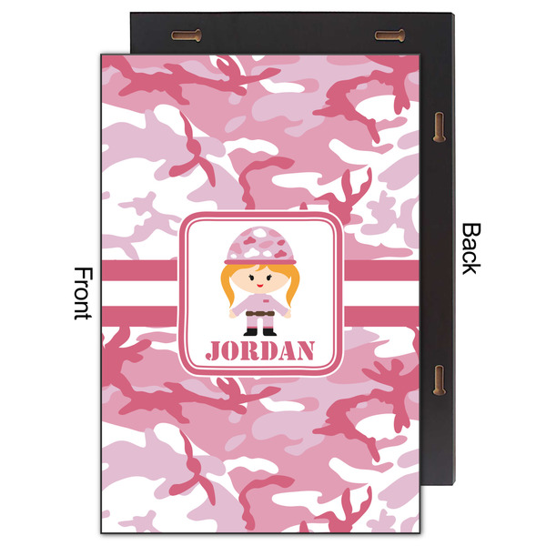 Pink Camo 20x30 Wood Print - Front & Back View