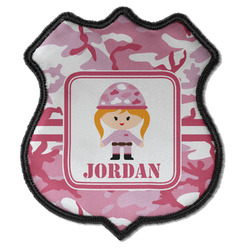 Pink Camo Iron On Shield Patch C w/ Name or Text