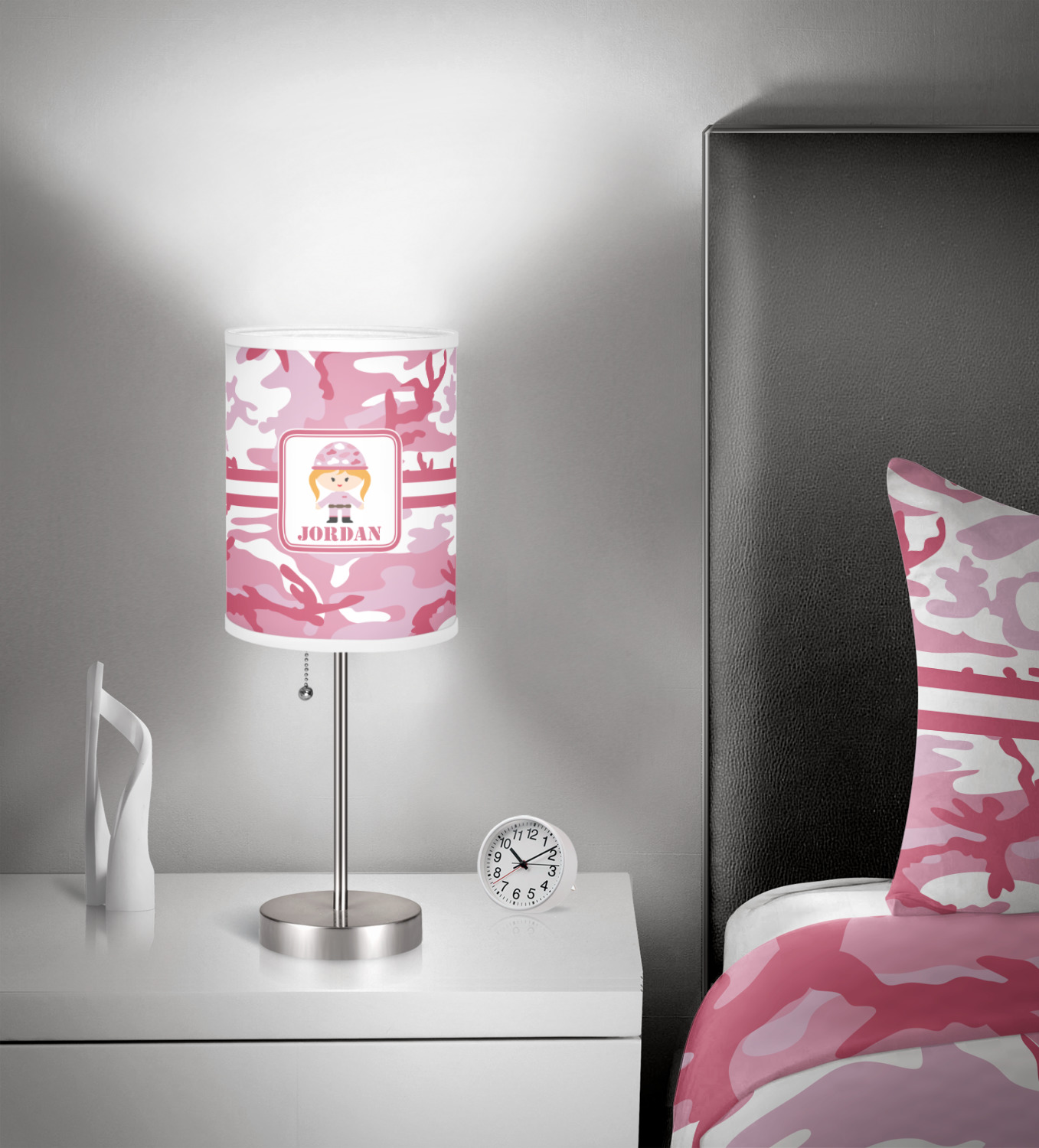 Custom Pink Camo 7" Drum Lamp with Shade (Personalized) YouCustomizeIt