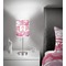 Pink Camo 7 inch drum lamp shade - in room