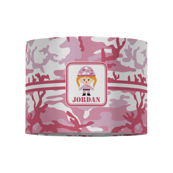 Pink Camo 8" Drum Lampshade - FRONT (Fabric)